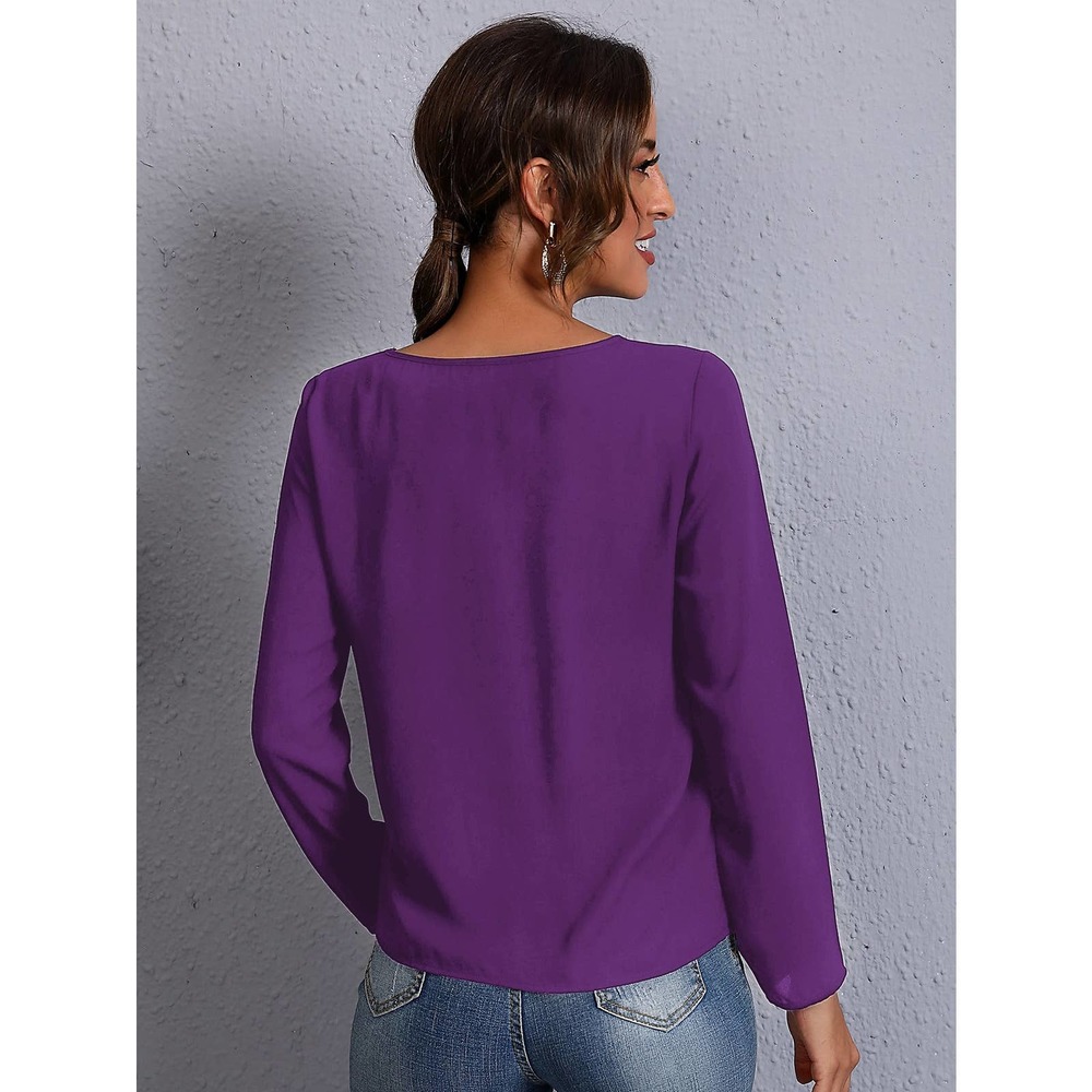 Keyhole Neck long sleeve Blouse black - Picture 7 of 11